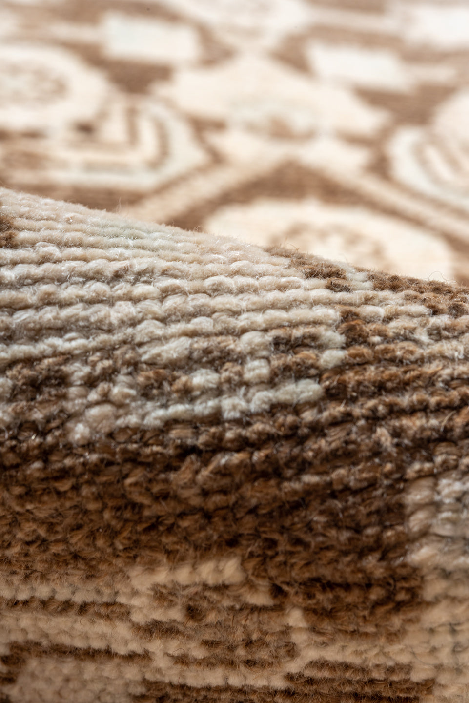 3' x 14' one-of-a-kind handmade vintage Malayer runner rug. Color palette: brown, gray, light gray, off-white, pink, snow