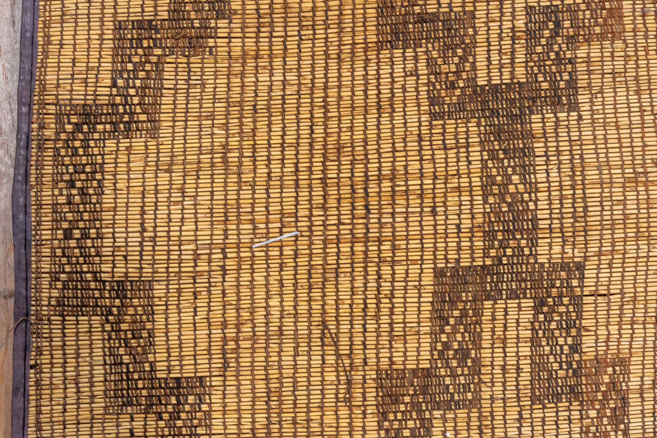 8' x 13' one-of-a-kind handmade vintage Tuareg large size rug. Color palette: camel, brown, tan, beige