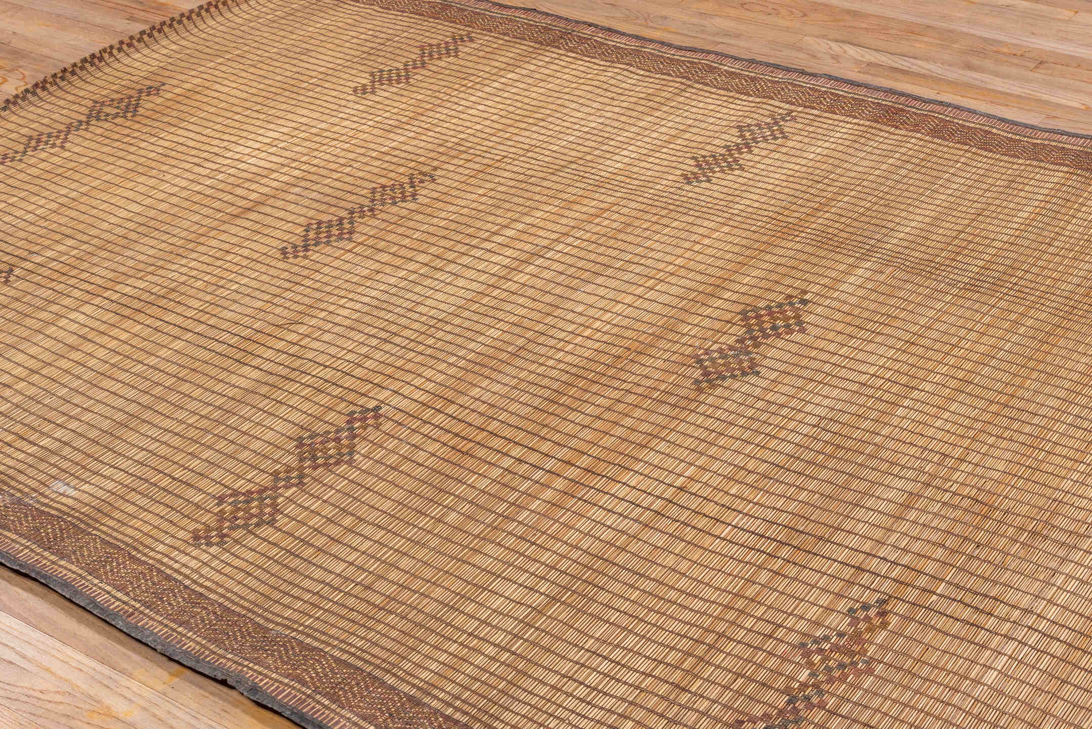 6' x 8' one-of-a-kind handmade vintage Tuareg medium size rug. Color palette: camel, tan, brown, rust, ivory, sienna, beige