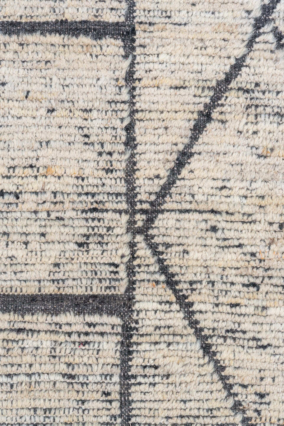 9' x 12' one-of-a-kind handmade vintage Tulu large size rug. Color palette: ivory, charcoal, slate, cream, gray, black
