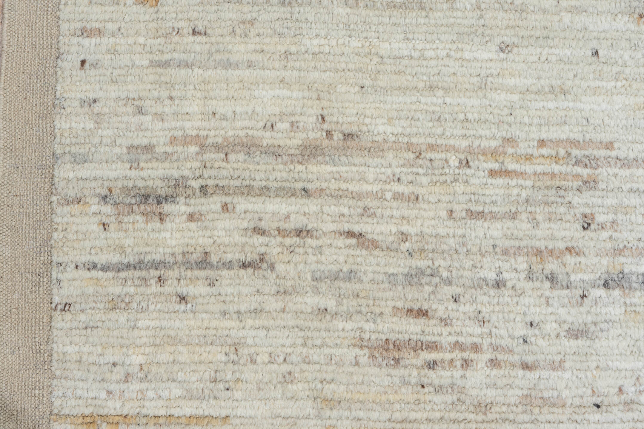 9' x 10' one-of-a-kind handmade vintage Tulu large size rug. Color palette: ivory, cream, taupe, beige, brown, gray