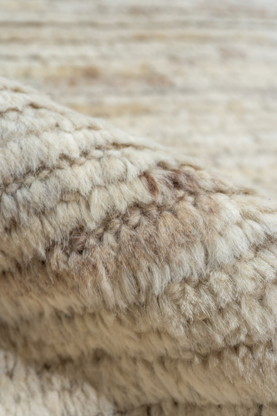 9' x 10' one-of-a-kind handmade vintage Tulu large size rug. Color palette: ivory, cream, taupe, beige, brown, gray