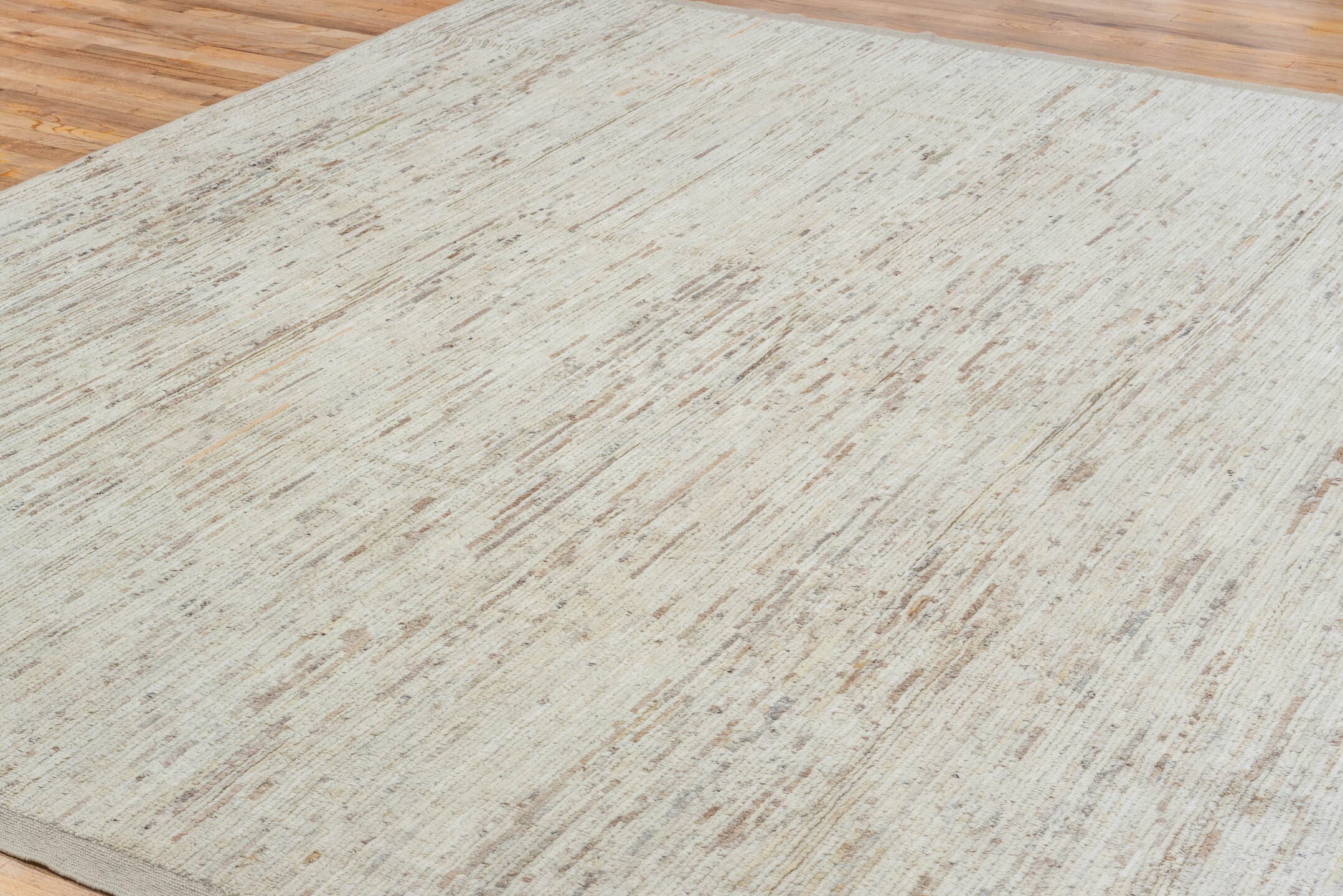 9' x 10' one-of-a-kind handmade vintage Tulu large size rug. Color palette: ivory, cream, taupe, beige, brown, gray