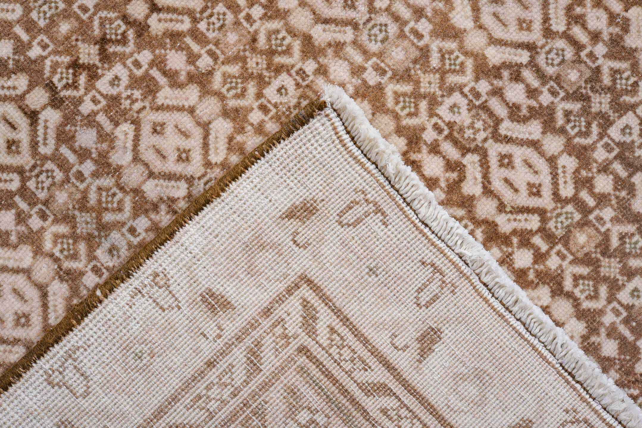 8' x 11' one-of-a-kind handmade antique Turkish large size rug. Color palette: ivory, camel, taupe, beige, light brown, gray