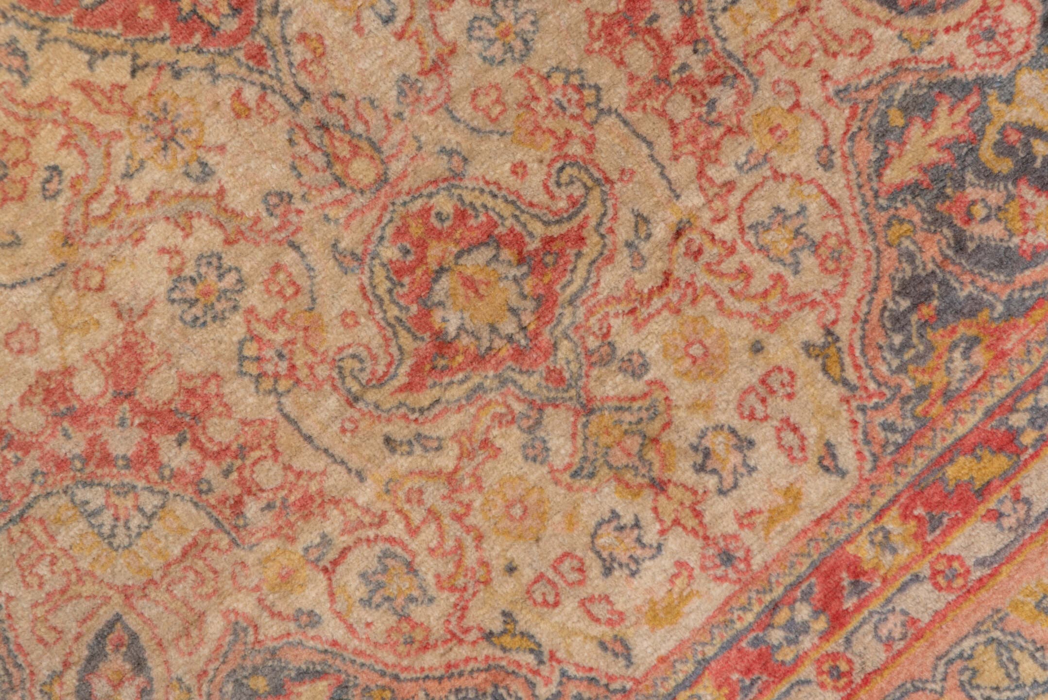 4' x 6' one-of-a-kind handmade antique Sivas small size rug. Color palette: ivory, rose, rust, gold, slate, terra cotta