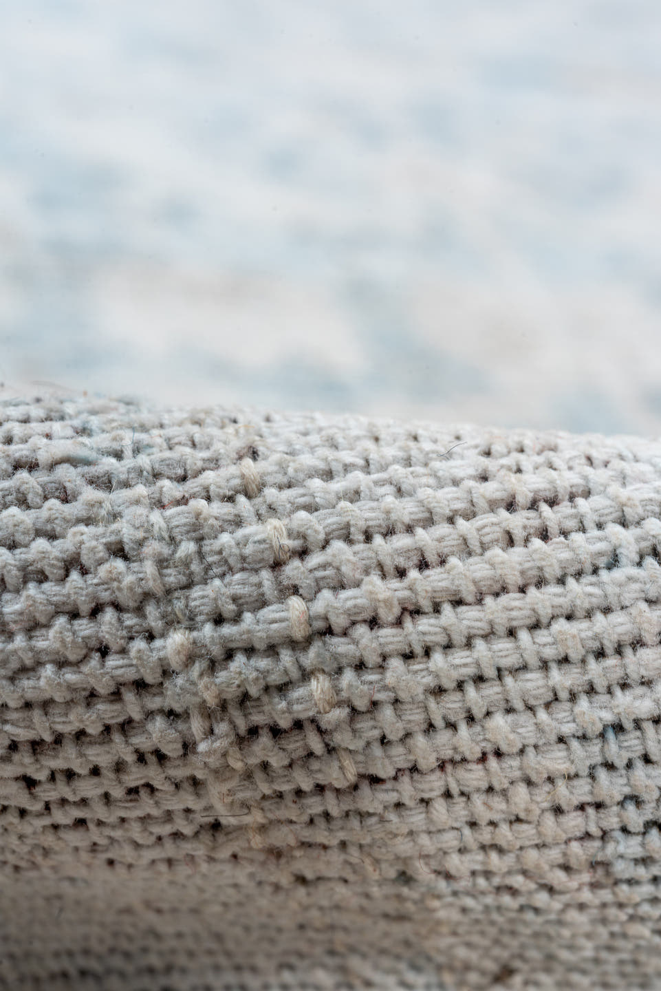 3' x 12' one-of-a-kind handmade antique Malayer runner rug. Color palette: ivory, sky blue, taupe, cream, pale gray