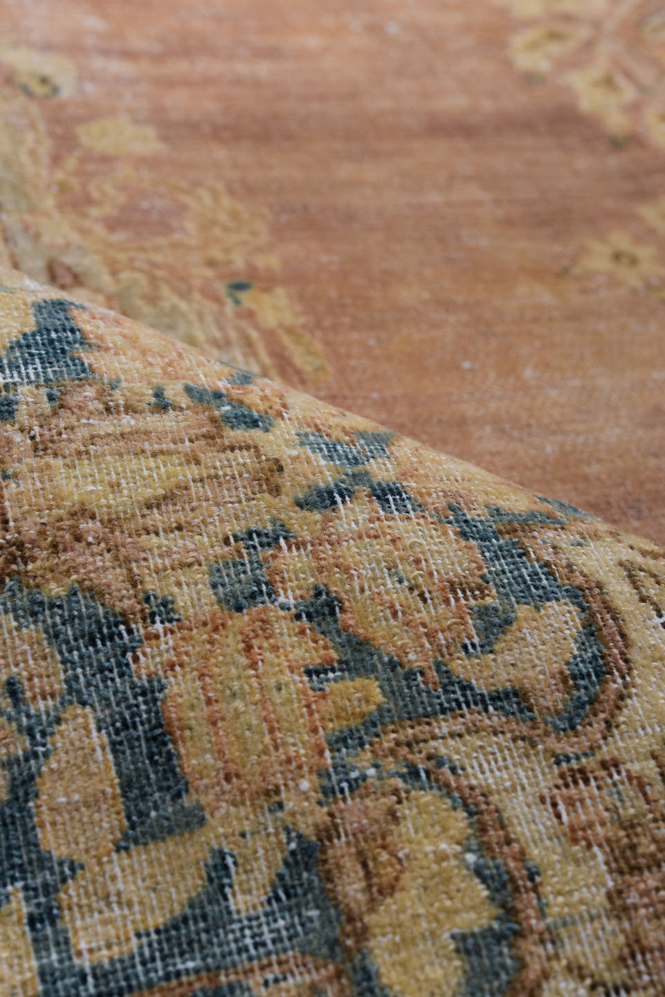8' x 11' one-of-a-kind handmade antique Kerman large size rug. Color palette: rose, ivory, beige, navy, taupe, camel, brown