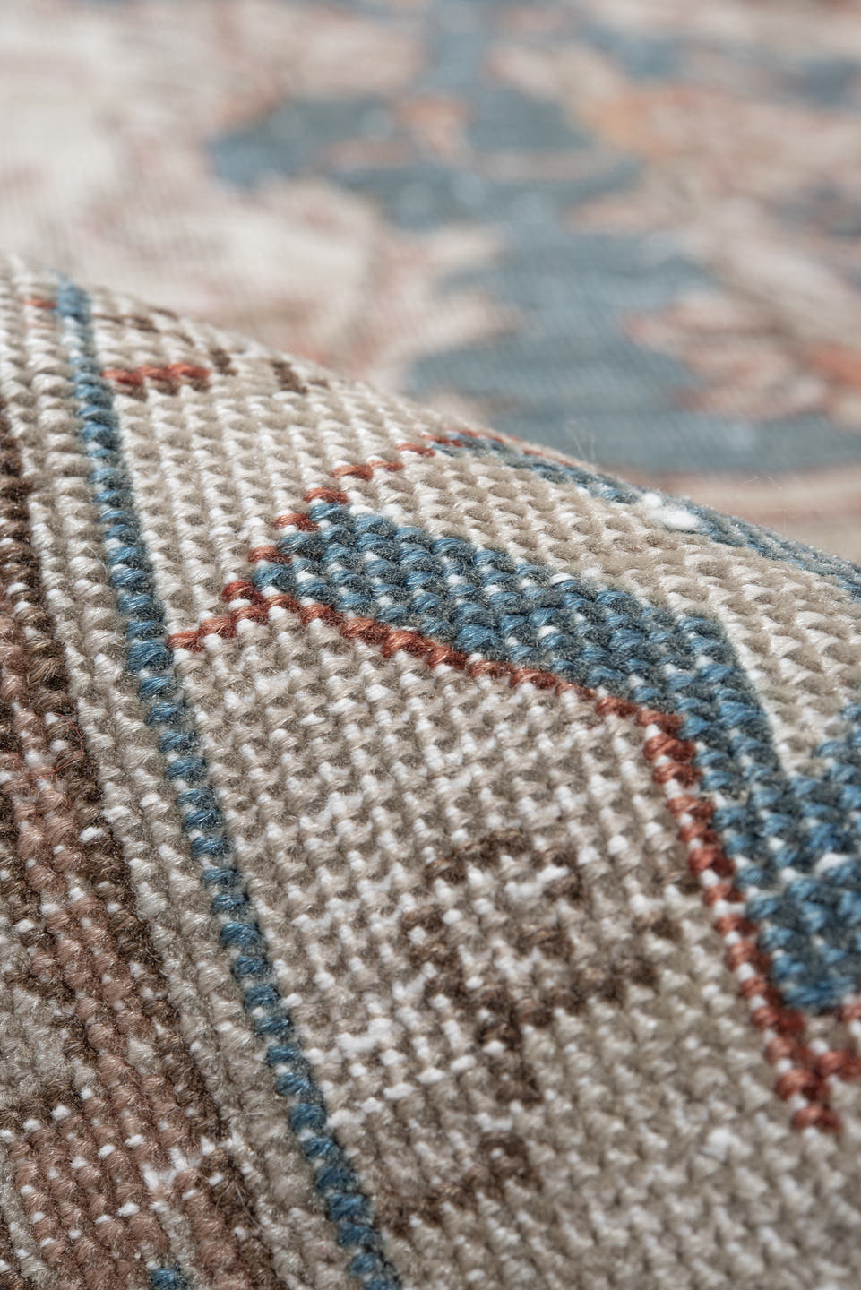 10' x 12' one-of-a-kind handmade vintage Tabriz large size rug. Color palette: ivory, teal, taupe, camel, rose, slate, brown