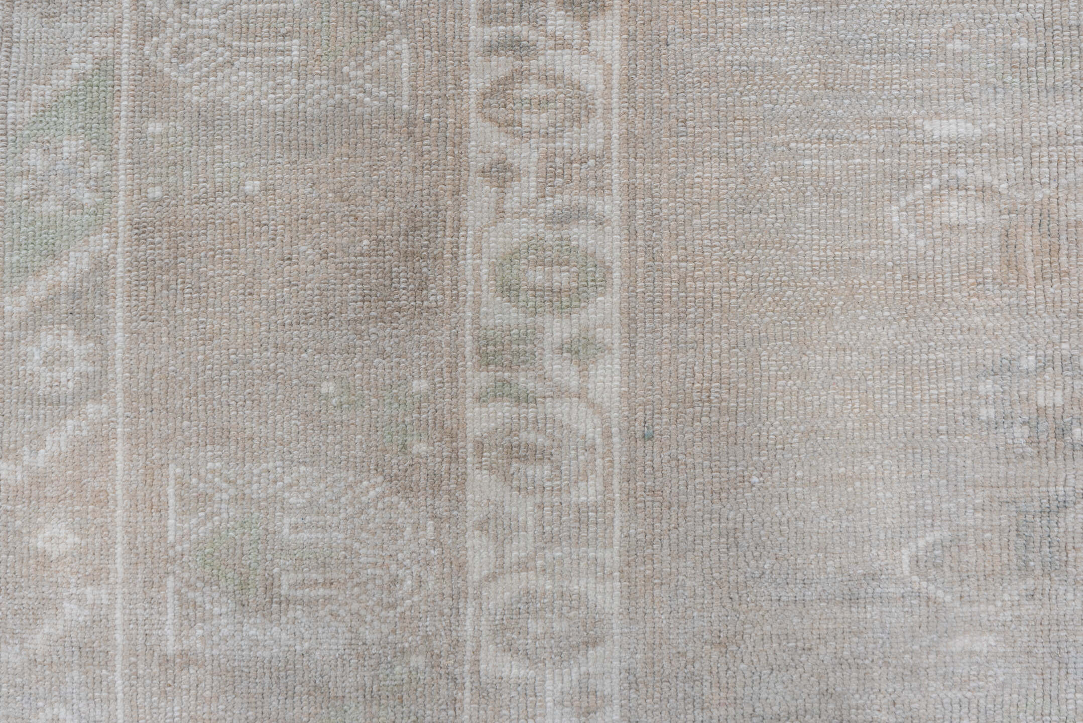 6' x 10' one-of-a-kind handmade vintage Oushak large size rug. Color palette: taupe, ivory, beige, blush, stone, greige