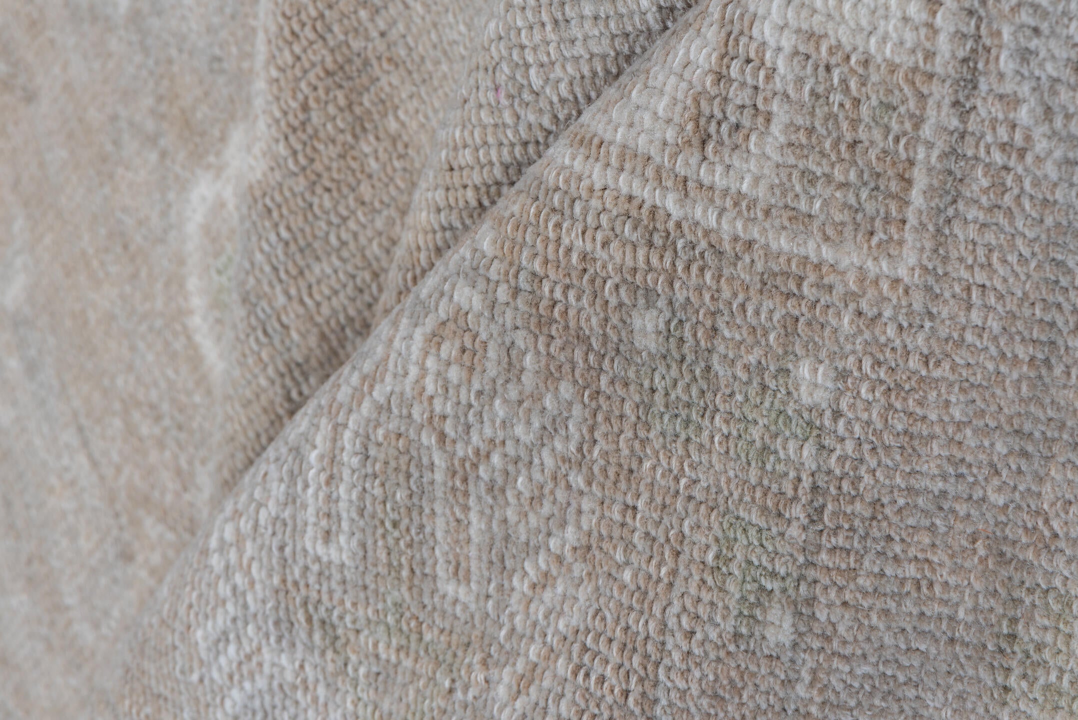 6' x 10' one-of-a-kind handmade vintage Oushak large size rug. Color palette: taupe, ivory, beige, blush, stone, greige