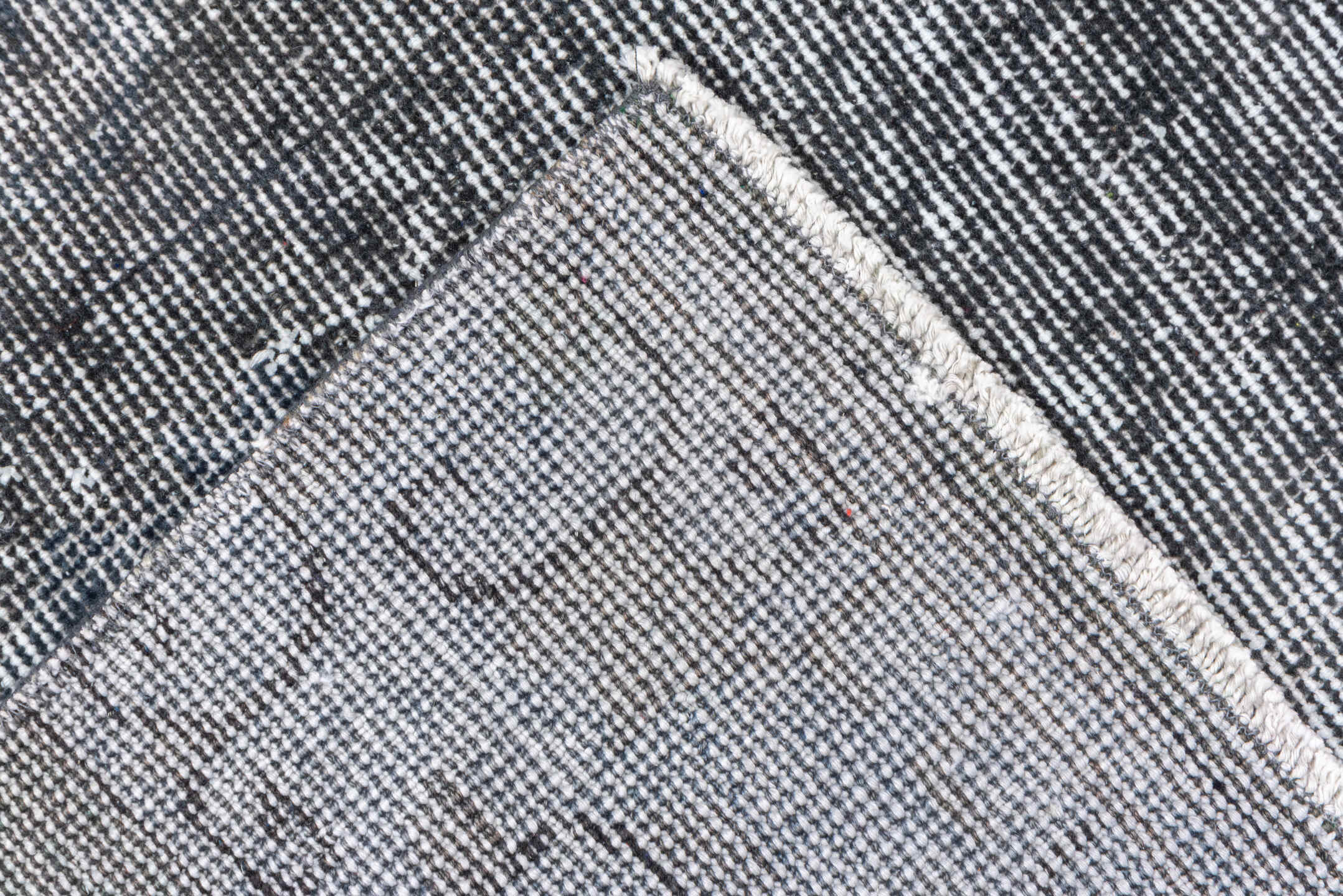 2' x 10' one-of-a-kind handmade vintage Overdyed runner rug. Color palette: black, charcoal, dark gray, dim gray, gray