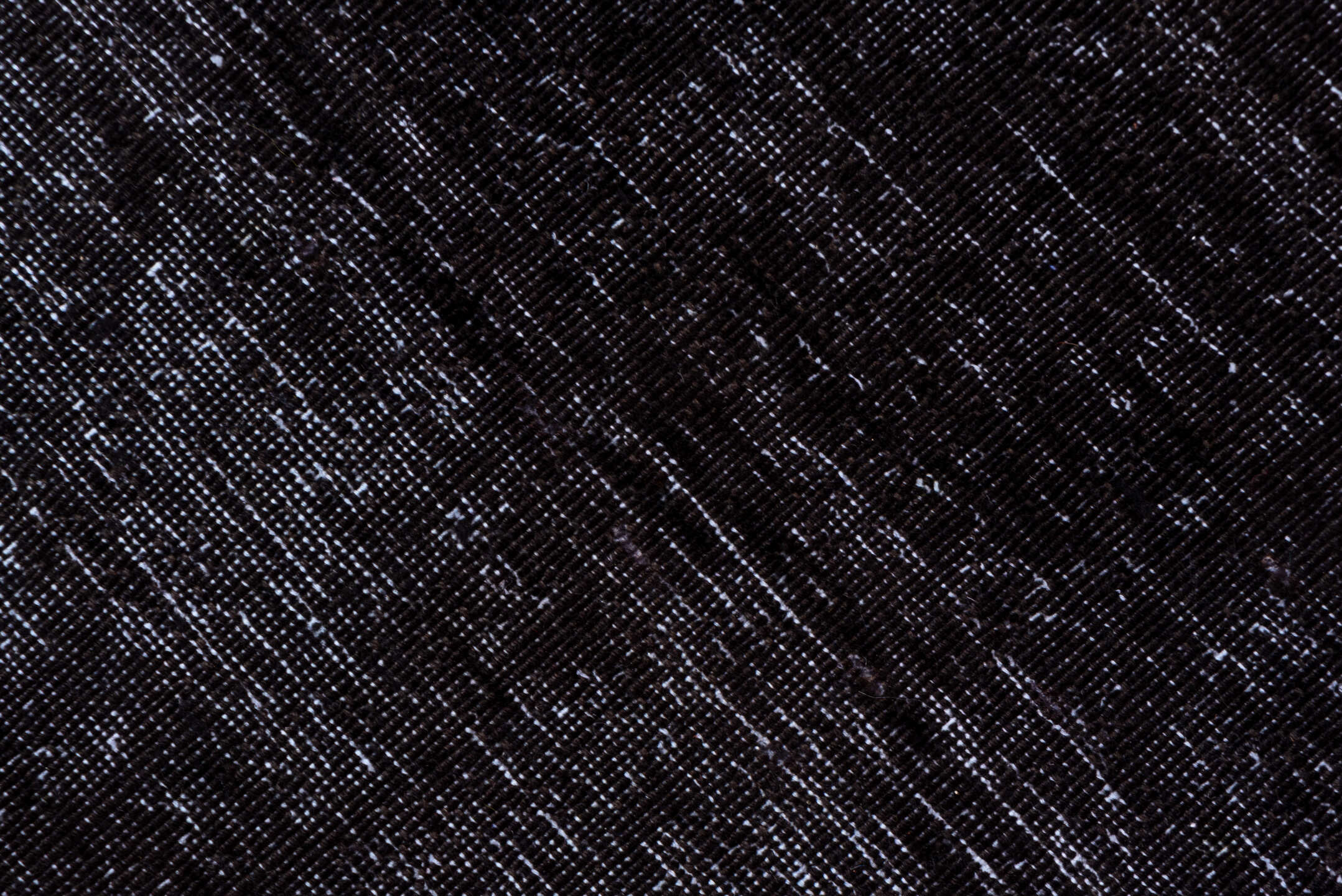 3' x 9' one-of-a-kind handmade vintage Overdyed runner rug. Color palette: black, charcoal, gray, off-white, snow, white