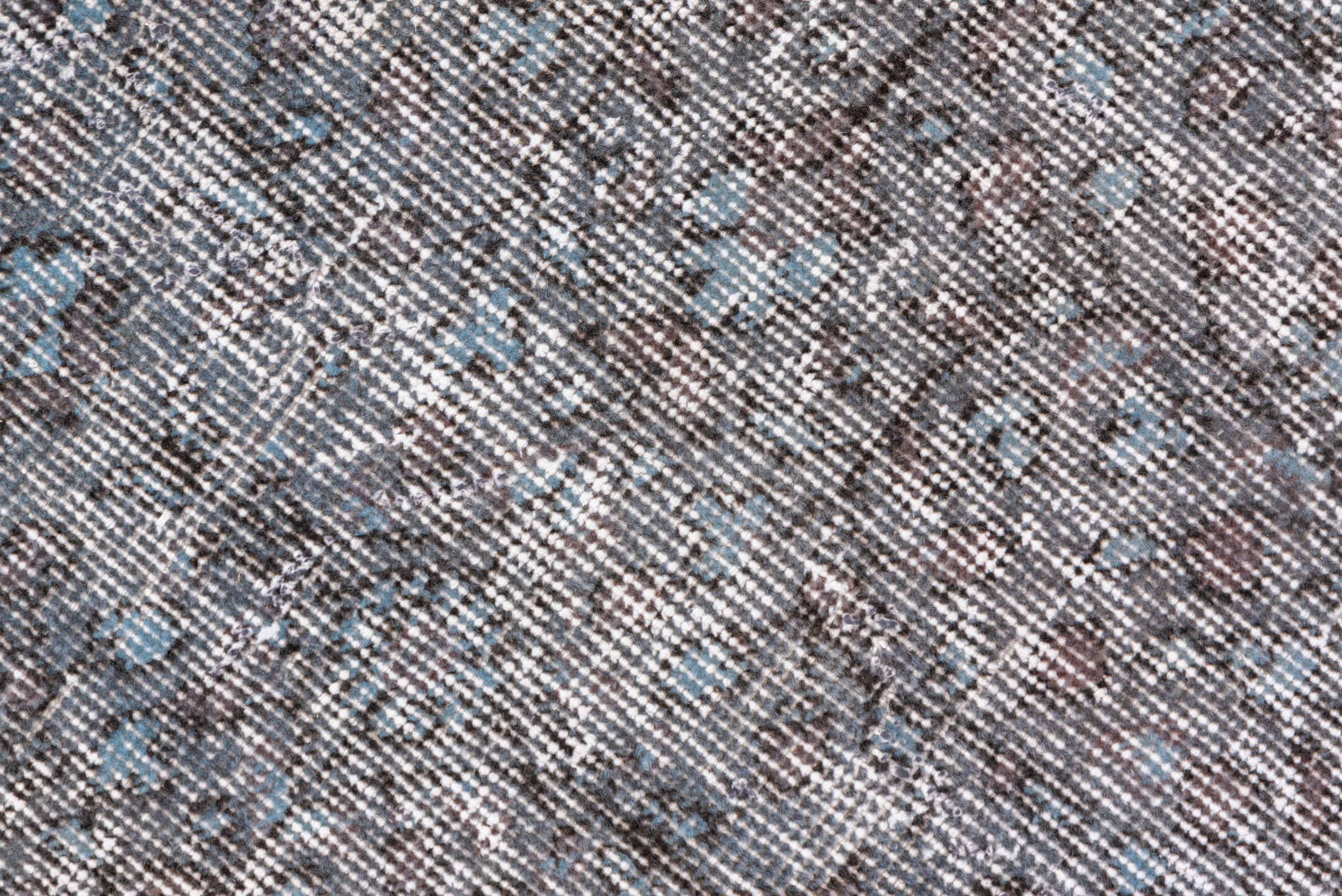 2' x 9' one-of-a-kind handmade vintage Overdyed runner rug. Color palette: black, charcoal, dark gray, dim gray, gray