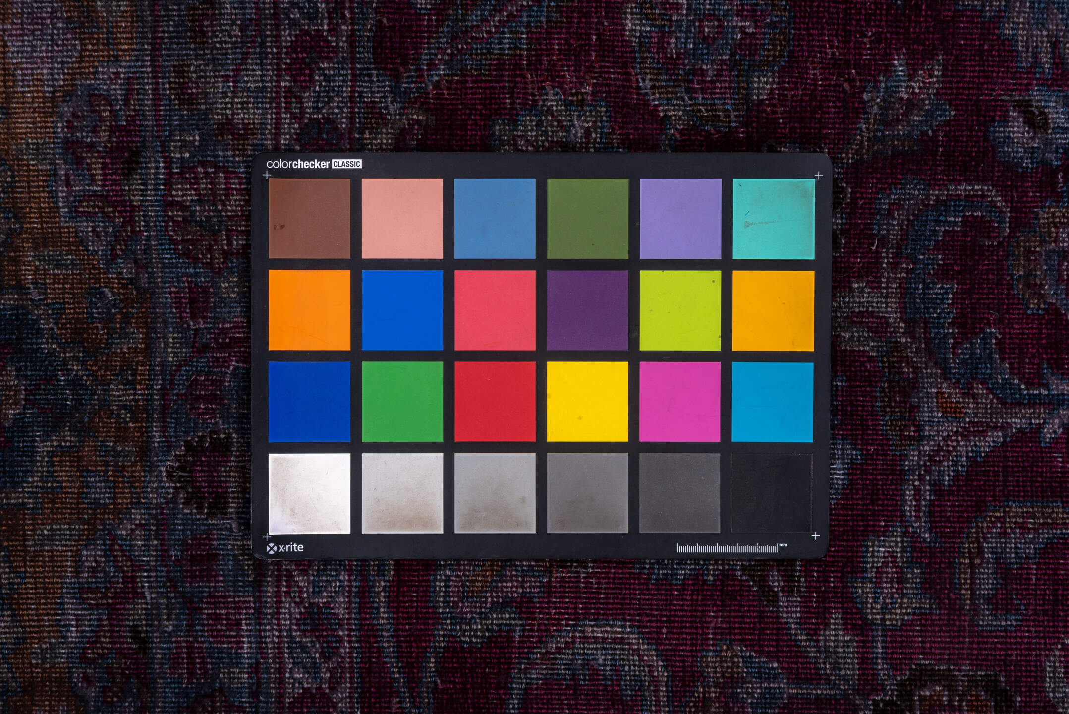 2' x 12' one-of-a-kind handmade vintage Overdyed runner rug. Color palette: magenta, plum, lavender, slate, burgundy