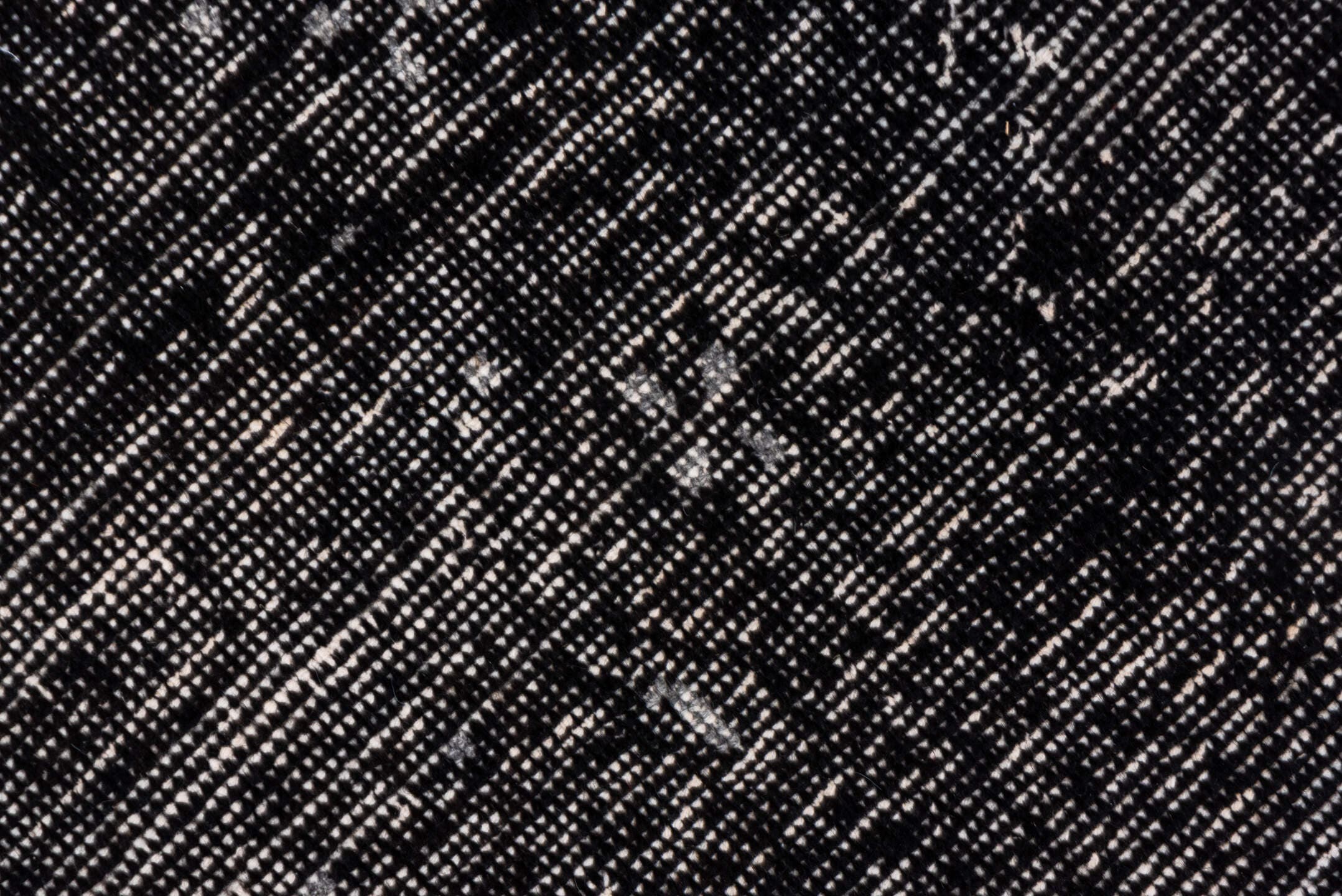 4' x 6' one-of-a-kind handmade vintage Overdyed small size rug. Color palette: charcoal, taupe, gray, ebony, black, beige