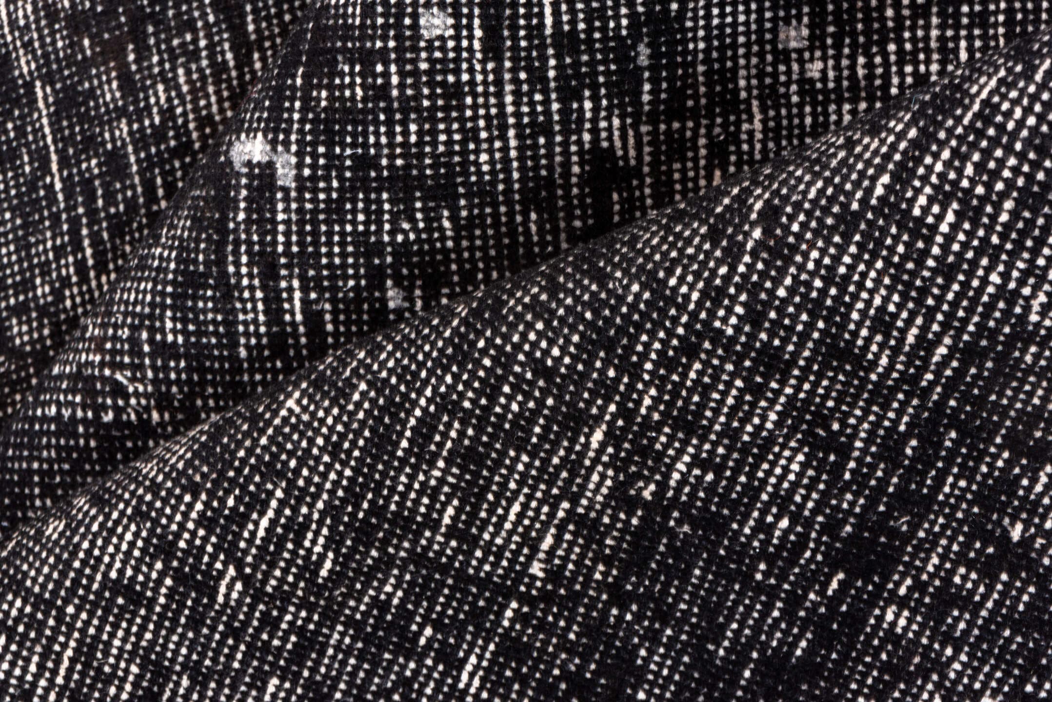 4' x 6' one-of-a-kind handmade vintage Overdyed small size rug. Color palette: charcoal, taupe, gray, ebony, black, beige