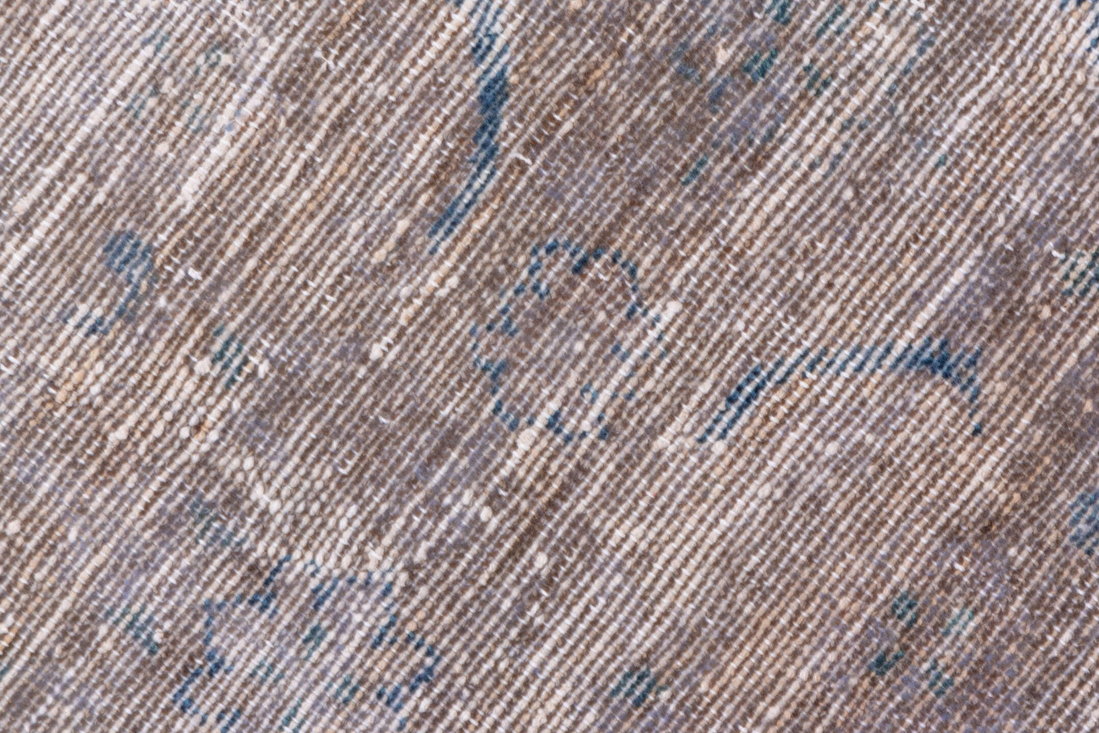 9' x 11' one-of-a-kind handmade vintage Overdyed large size rug. Color palette: blush, beige, powder blue, ivory, taupe