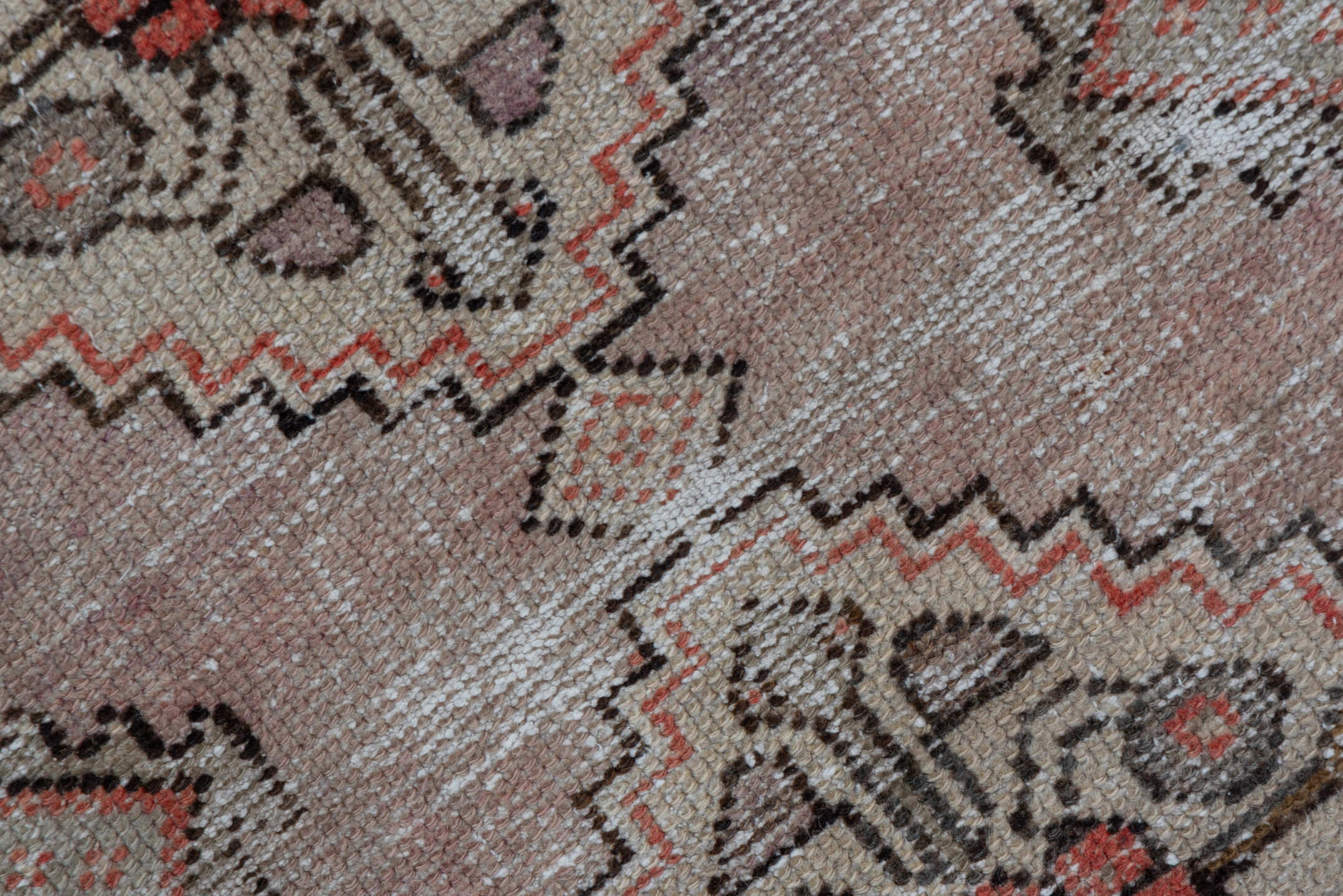 2' x 6' one-of-a-kind handmade vintage Oushak runner rug. Color palette: taupe, ivory, rust, brown, gray, rose, beige