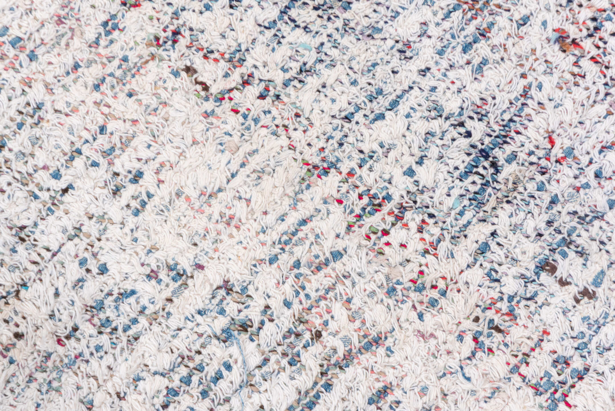 5' x 8' one-of-a-kind handmade vintage Kilim medium size rug. Color palette: ivory, blue, rose, taupe, sage, terra cotta