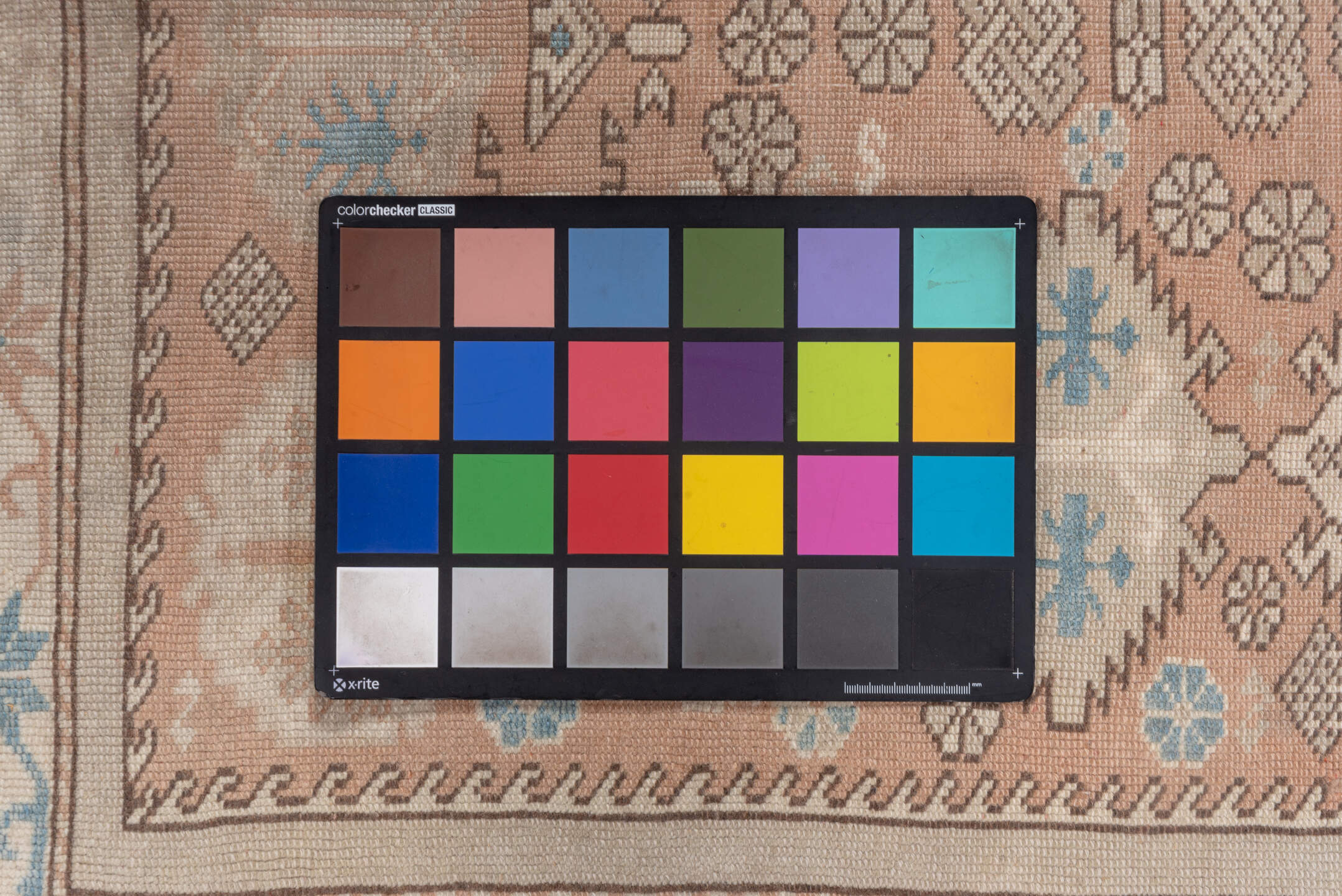 3' x 4' one-of-a-kind handmade vintage Oushak small size rug. Color palette: blush, ivory, pale blue, cream, taupe, camel