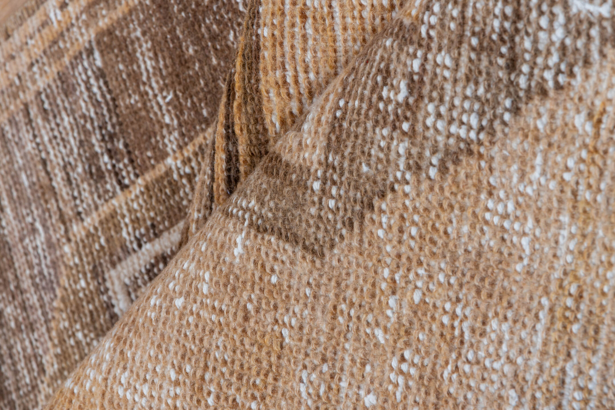 2' x 12' one-of-a-kind handmade vintage Oushak runner rug. Color palette: brown, off-white, orange, pink, snow, white