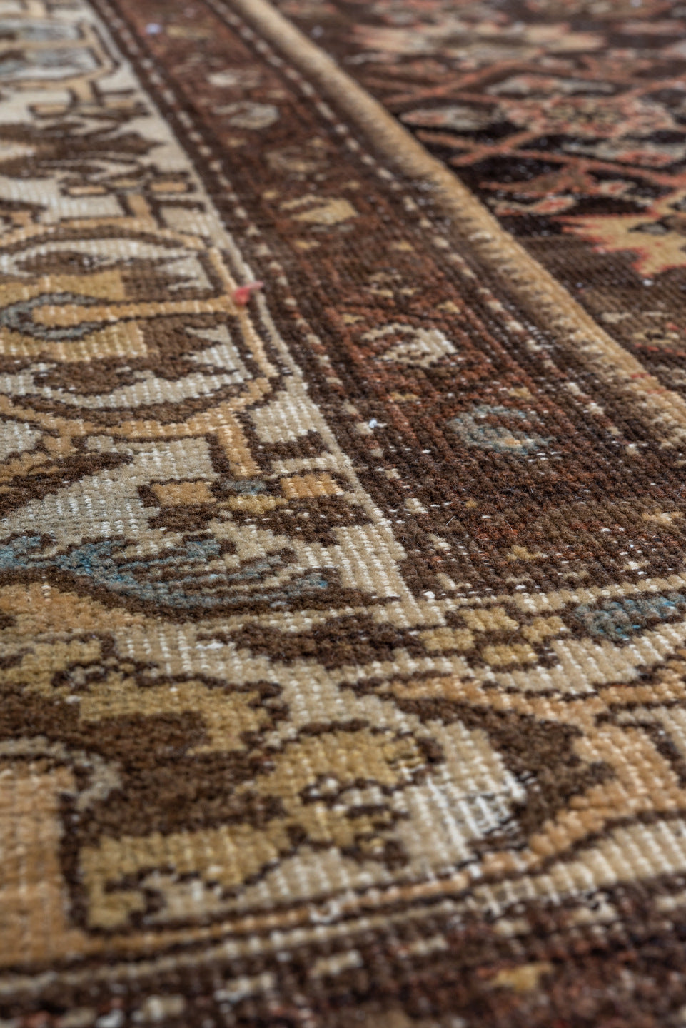 4' x 6' one-of-a-kind handmade vintage Far.Sarouk small size rug. Color palette: brown, ivory, rust, taupe, rose, charcoal