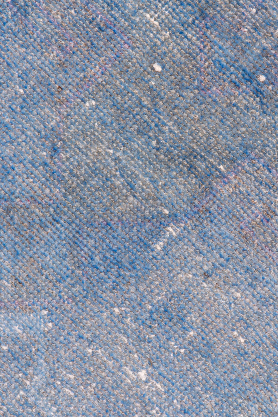 3' x 12' one-of-a-kind handmade vintage Overdyed runner rug. Color palette: cobalt, sky blue, slate, ivory, blue, light blue