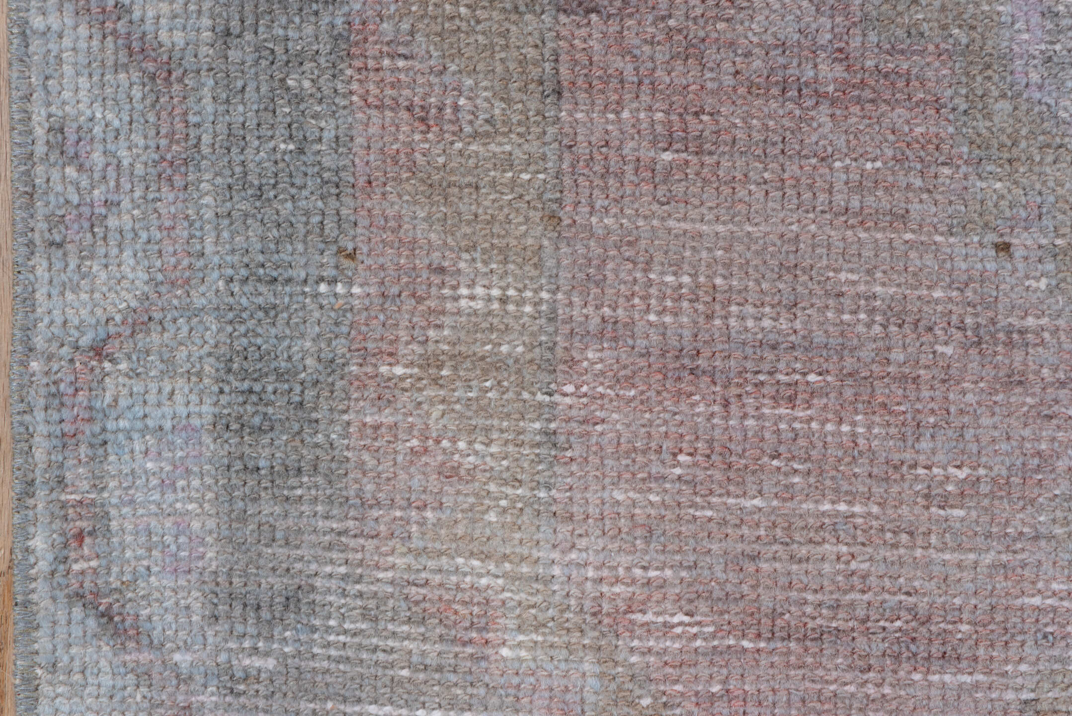2' x 5' one-of-a-kind handmade vintage Oushak small size rug. Color palette: taupe, blush, gray, ivory, rose, beige, pink