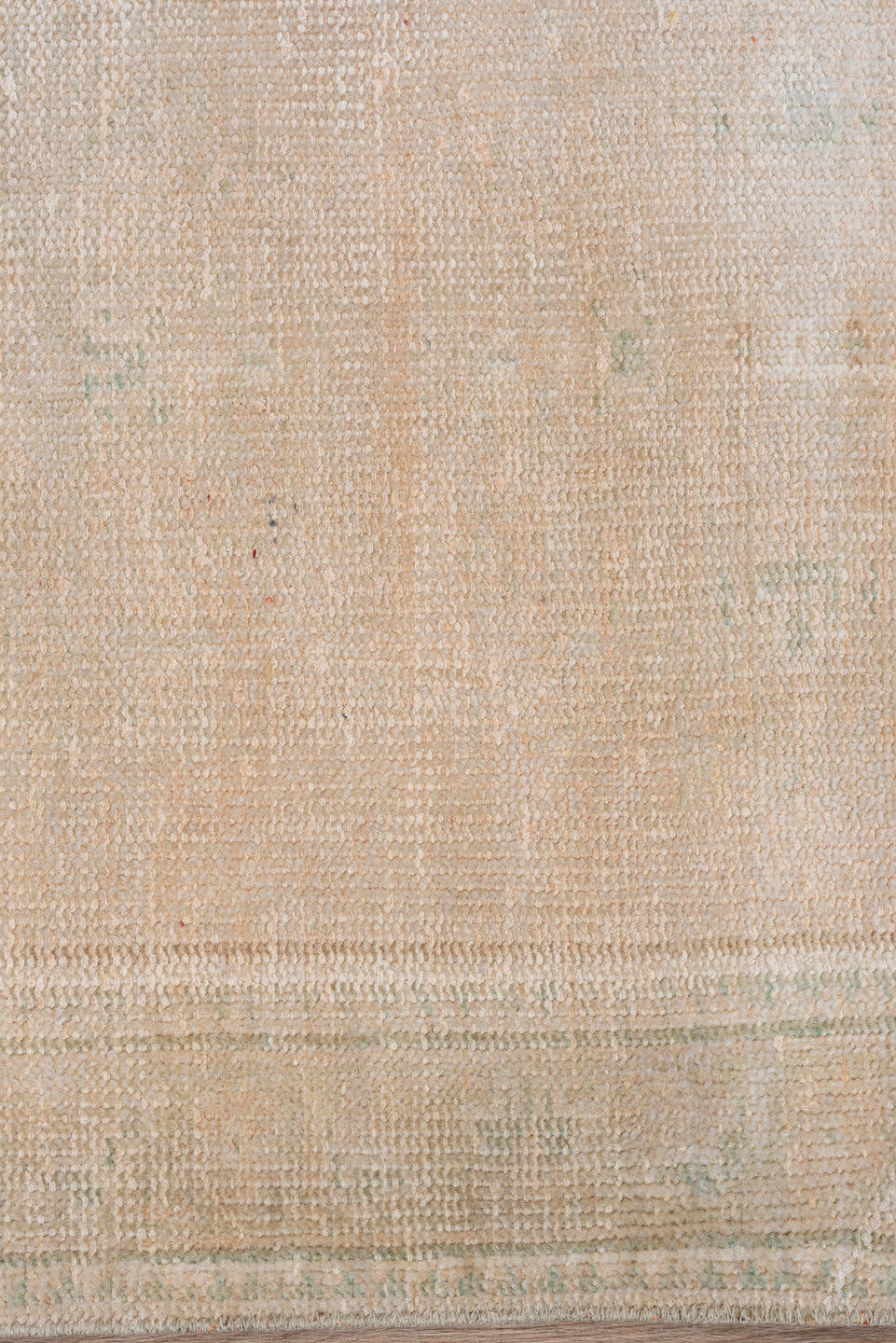 2' x 5' one-of-a-kind handmade vintage Oushak small size rug. Color palette: blush, ivory, cream, taupe, sage, pink, beige