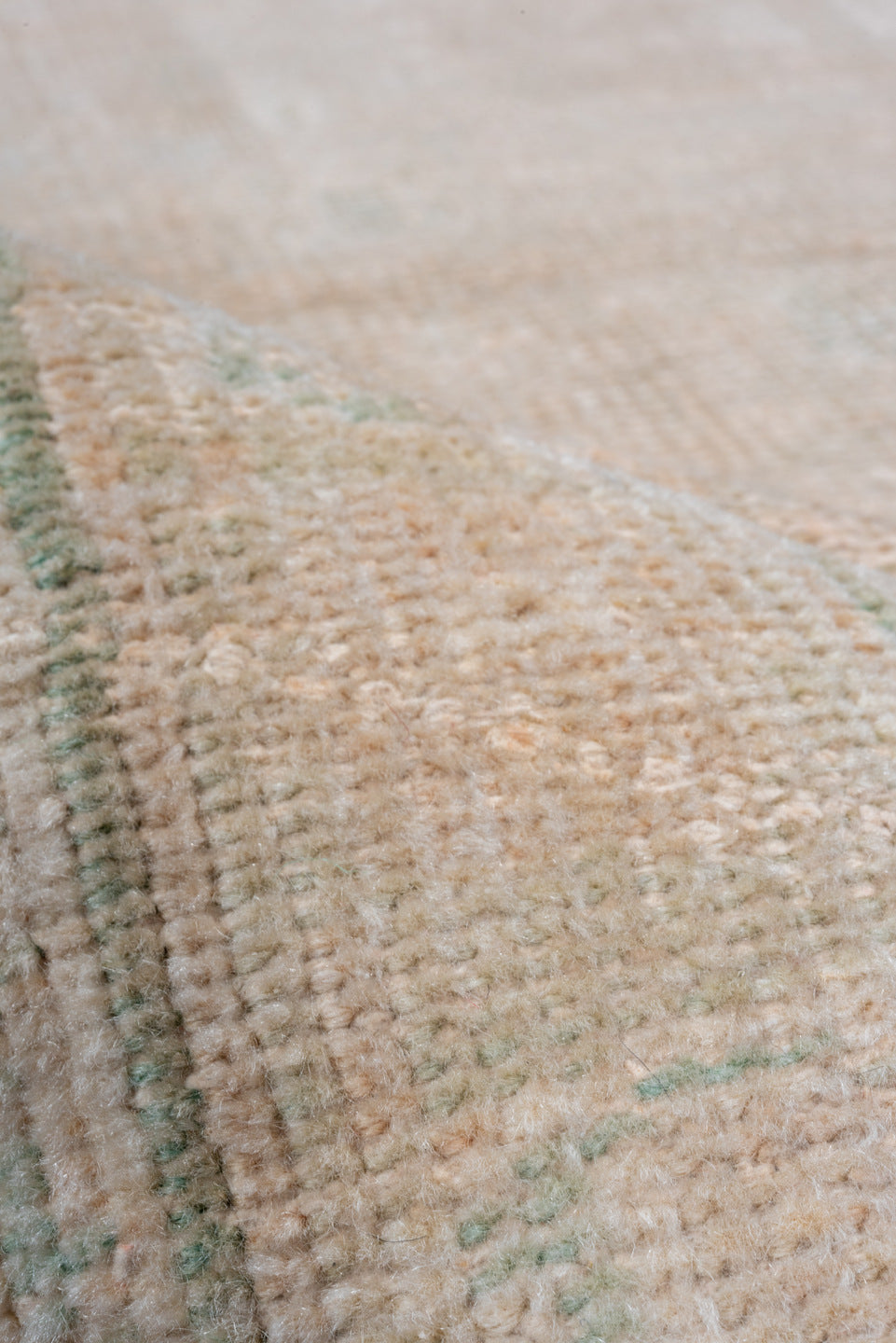 2' x 5' one-of-a-kind handmade vintage Oushak small size rug. Color palette: blush, ivory, cream, taupe, sage, pink, beige