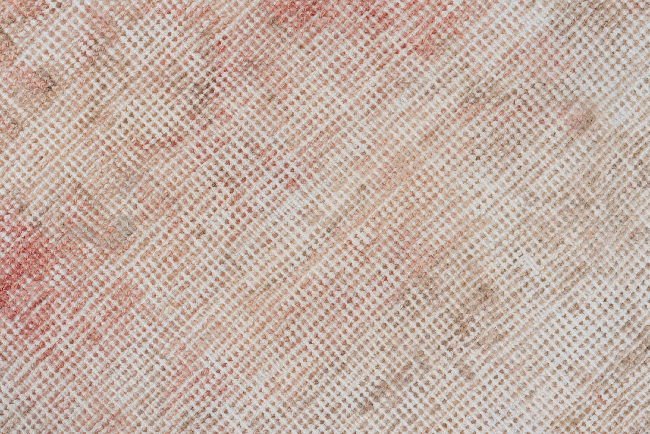 3' x 7' one-of-a-kind handmade vintage Oushak runner rug. Color palette: blush, ivory, beige, rose, taupe, pink, red, gray