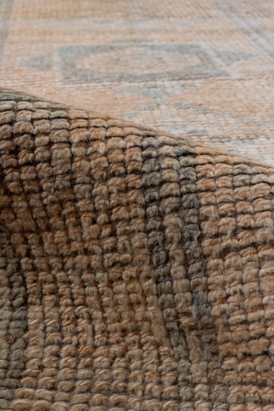 2' x 11' one-of-a-kind handmade vintage Oushak runner rug. Color palette: peach, gray, ivory, taupe, camel, terracotta, pink
