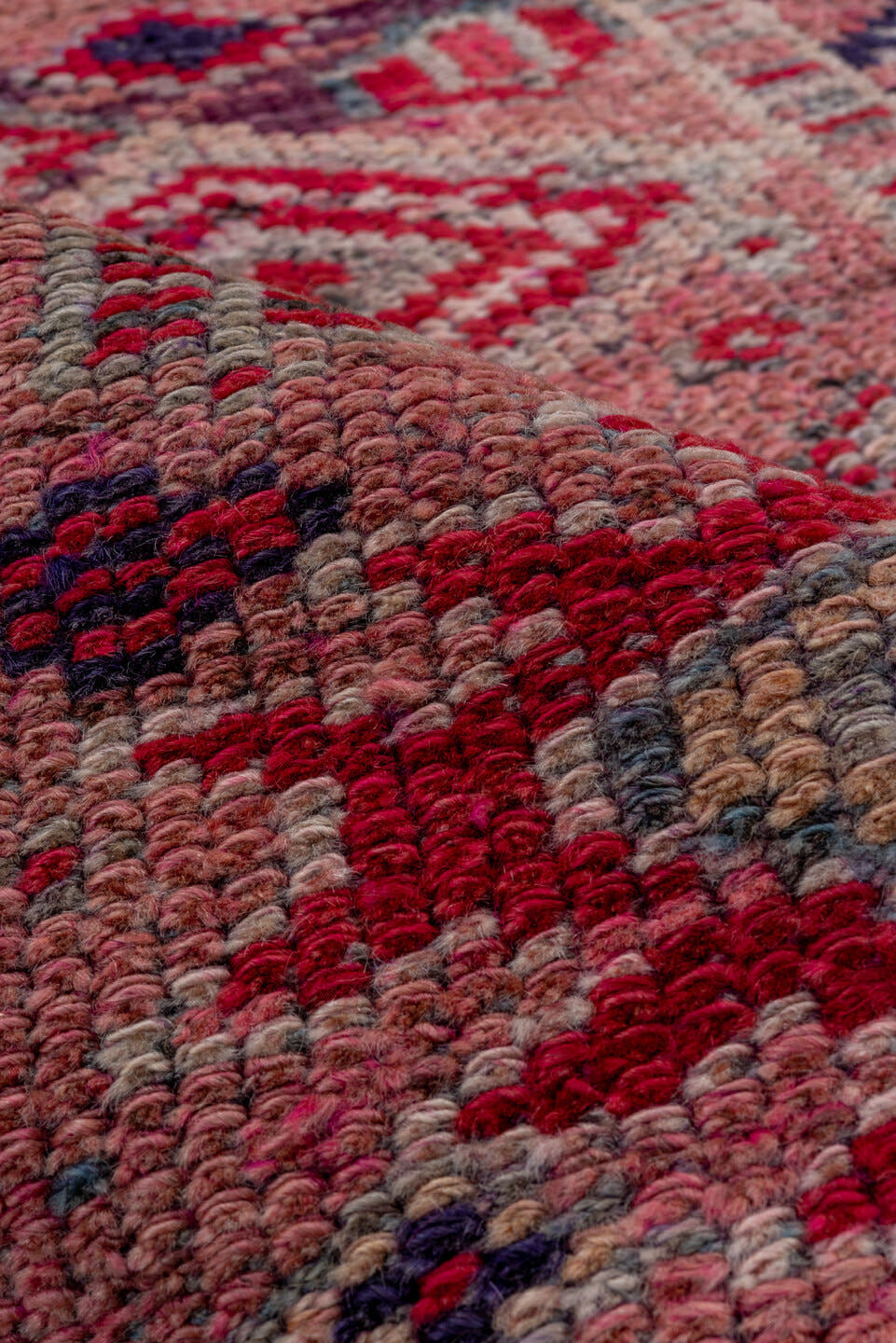 2' x 10' one-of-a-kind handmade vintage Oushak runner rug. Color palette: rose, terracotta, ivory, burgundy, taupe, crimson