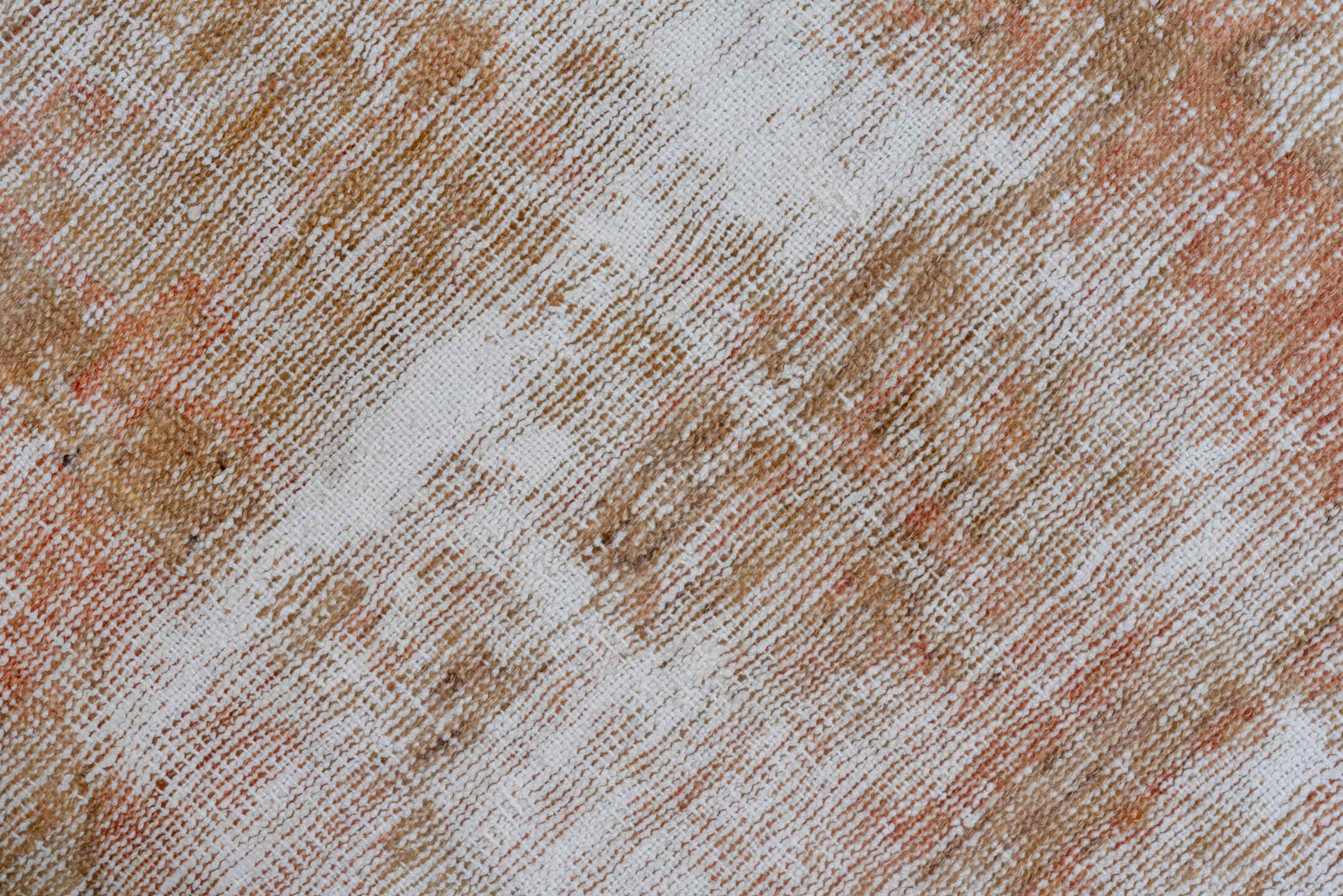 2' x 9' one-of-a-kind handmade vintage Oushak runner rug. Color palette: terra cotta, ivory, beige, blush, taupe, terracotta