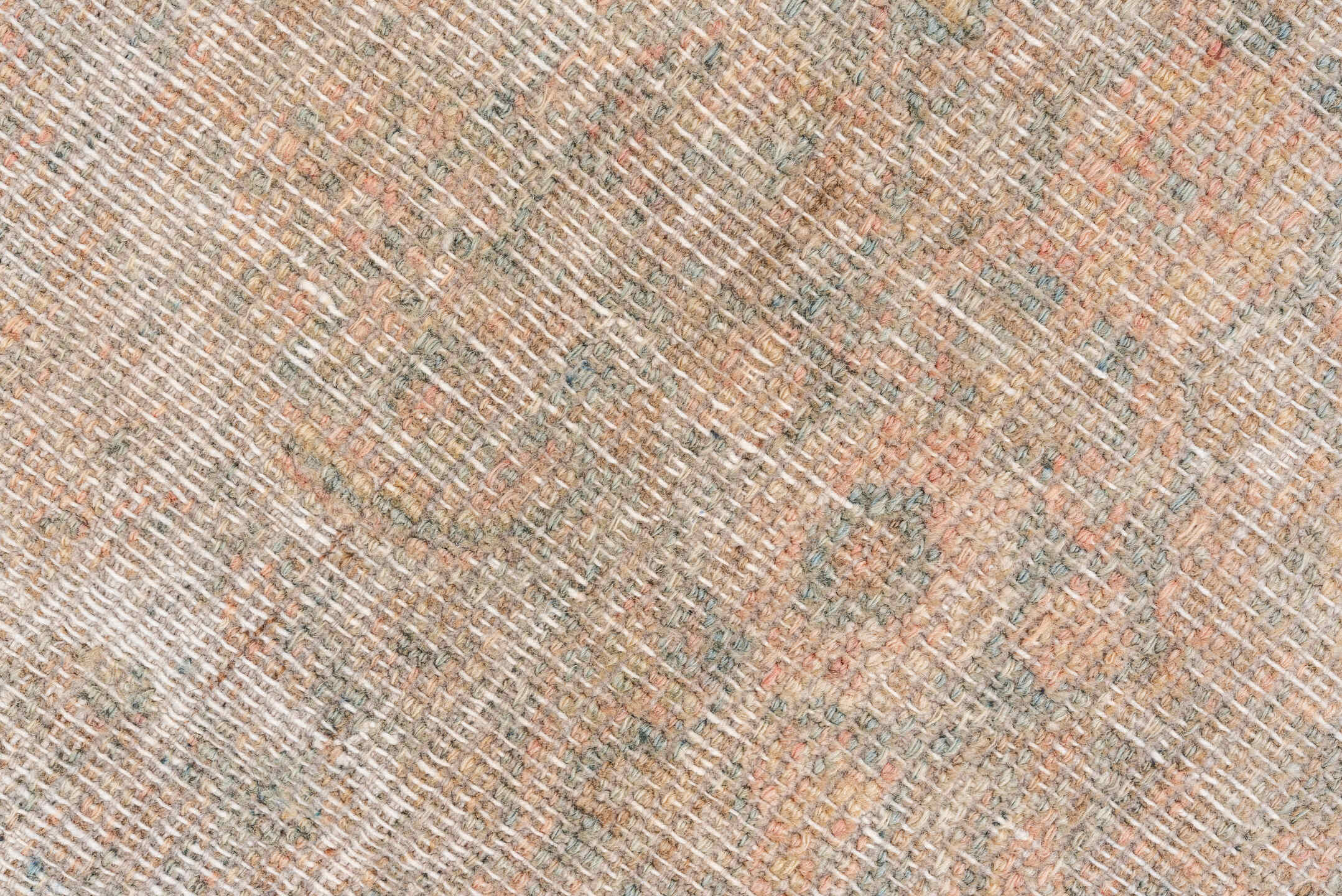 6' x 7' one-of-a-kind handmade vintage Khorassan rug. Color palette: ivory, blush, taupe, beige, sage, sand, pink, gray