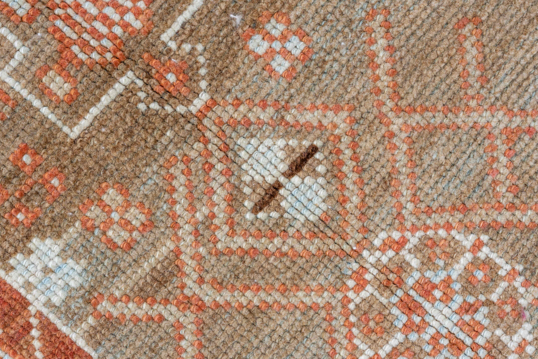 2' x 13' one-of-a-kind handmade vintage Malayer runner rug. Color palette: terra cotta, taupe, ivory, rust, camel, brown