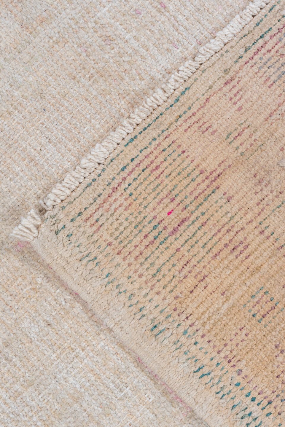 2' x 4' one-of-a-kind handmade vintage Oushak small size rug. Color palette: ivory, beige, blush, cream, taupe, pale pink