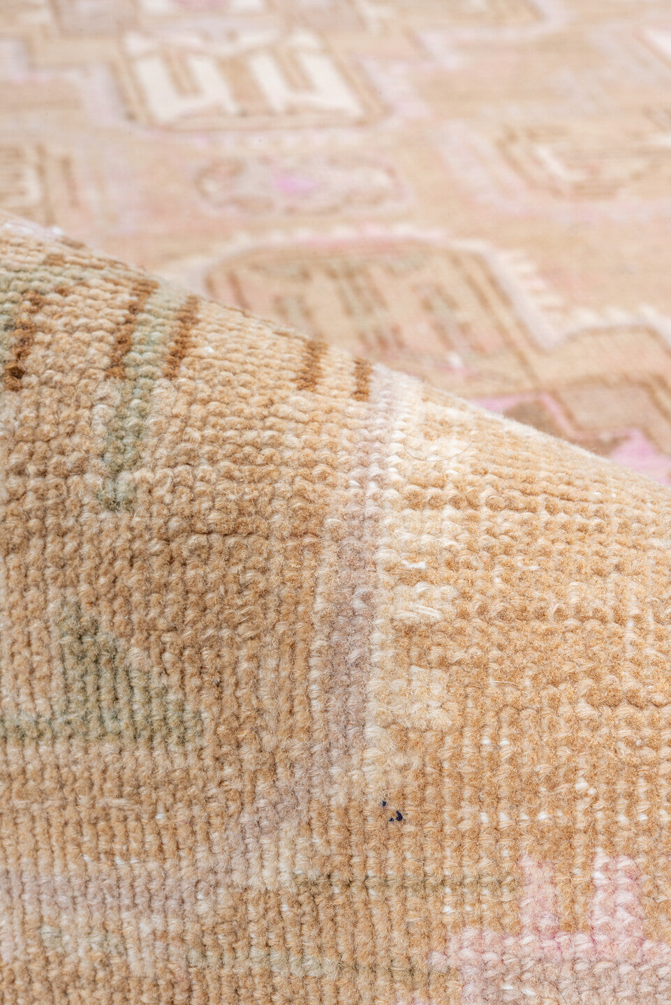 2' x 10' one-of-a-kind handmade vintage Malayer runner rug. Color palette: brown, off-white, orange, pink, snow, tan, white