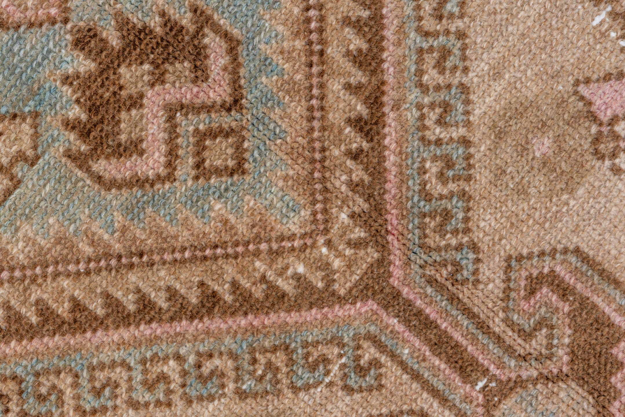 4' x 6' one-of-a-kind handmade vintage Malayer small size rug. Color palette: ivory, camel, sky blue, taupe, brown, blush