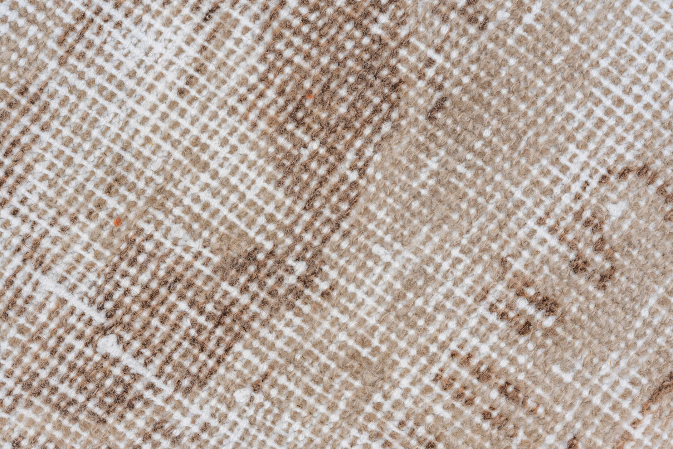8' x 11' one-of-a-kind handmade vintage Oushak large size rug. Color palette: ivory, taupe, beige, camel, sand, light brown