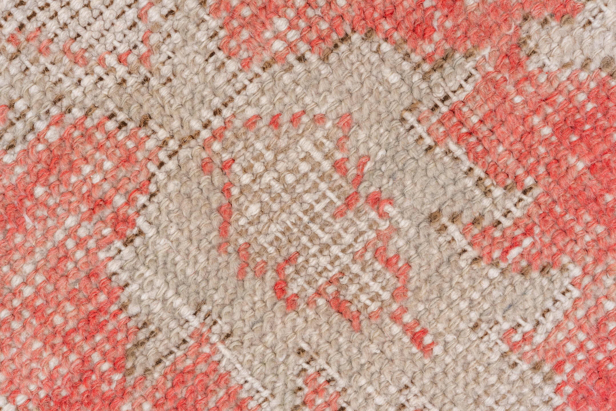 5' x 9' one-of-a-kind handmade vintage Oushak medium size rug. Color palette: gray, light gray, off-white, pink, red