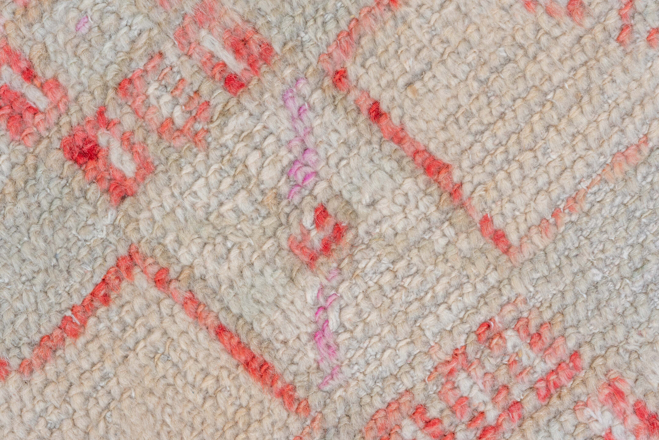 2' x 8' one-of-a-kind handmade vintage Oushak runner rug. Color palette: brown, gainsboro, gray, light gray, off-white, pink