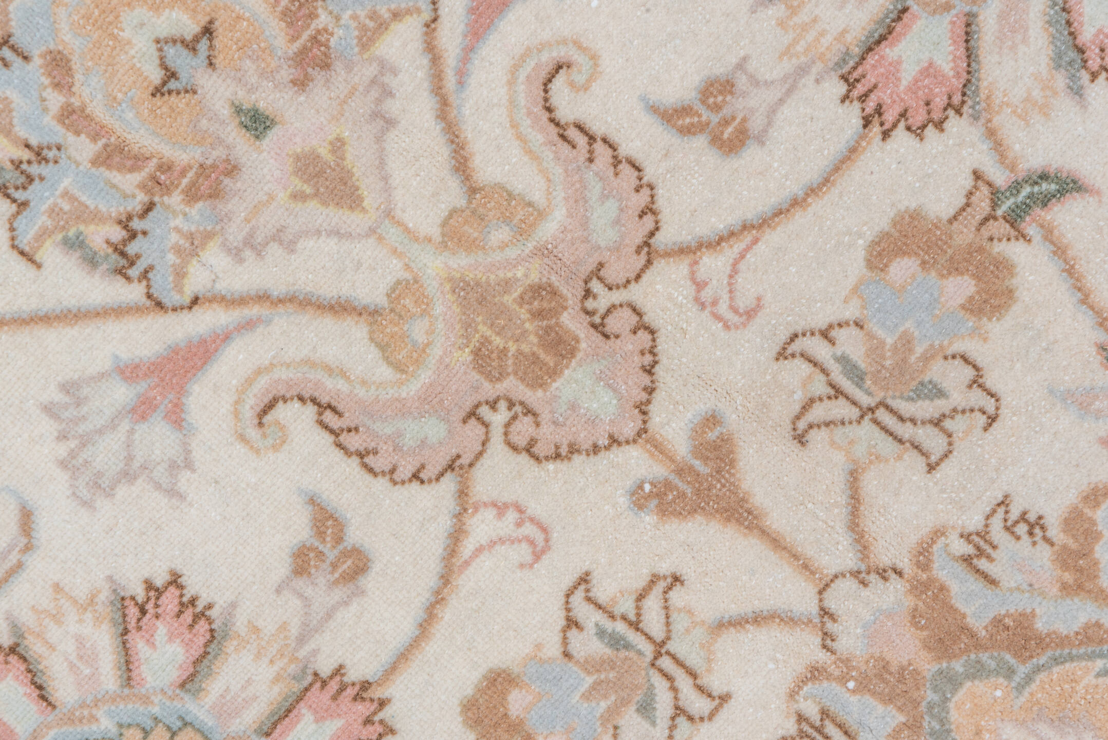 9' x 12' one-of-a-kind handmade vintage Tabriz large size rug. Color palette: brown, dark gray, gray, light gray, off-white