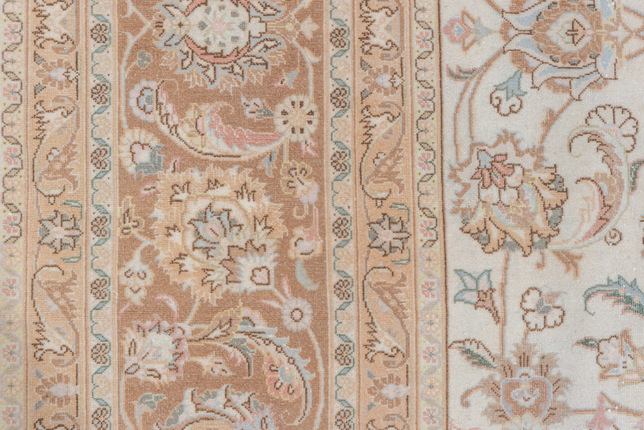 9' x 12' one-of-a-kind handmade vintage Tabriz large size rug. Color palette: brown, dark gray, gray, light gray, off-white