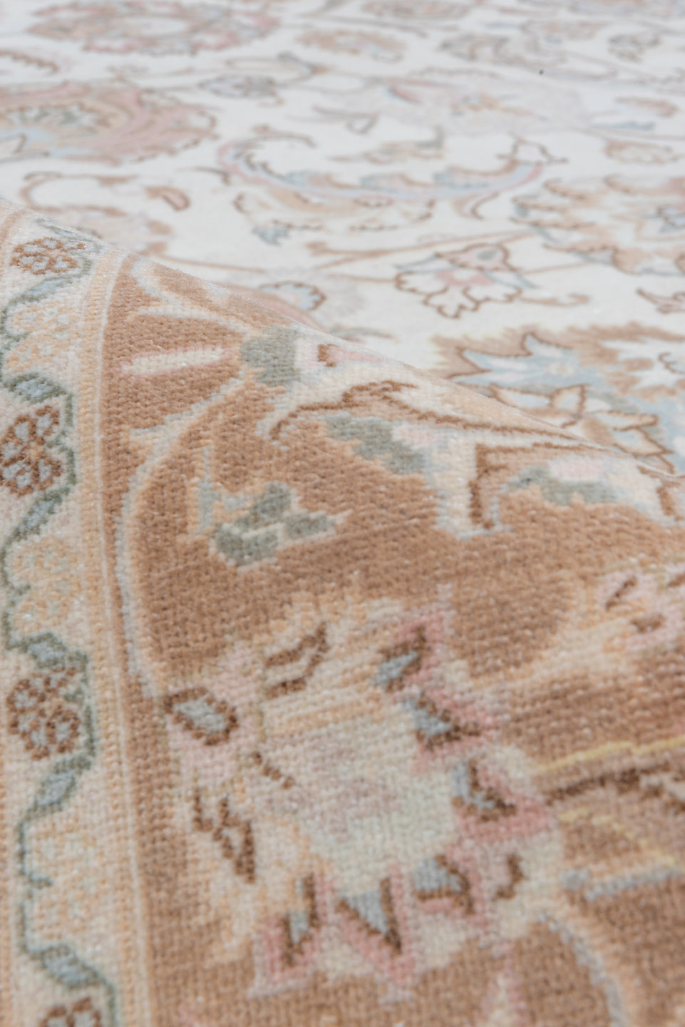 9' x 12' one-of-a-kind handmade vintage Tabriz large size rug. Color palette: brown, dark gray, gray, light gray, off-white