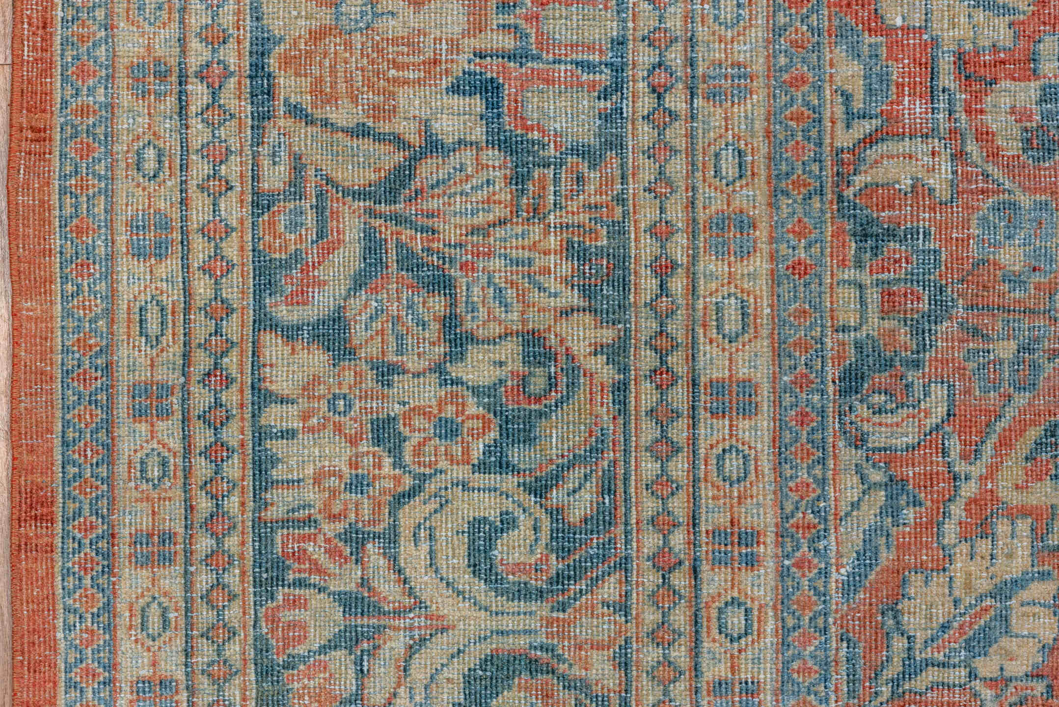 10' x 13' one-of-a-kind handmade vintage Mahal large size rug. Color palette: blue, brown, dark gray, gray, light gray