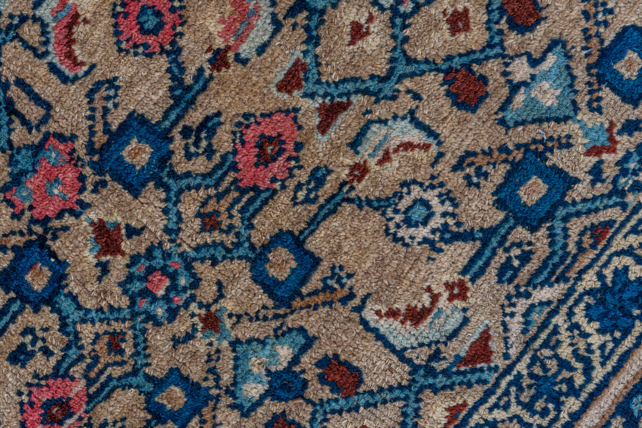 4' x 6' one-of-a-kind handmade vintage Malayer small size rug. Color palette: ivory, navy, sky blue, rose, coral, slate