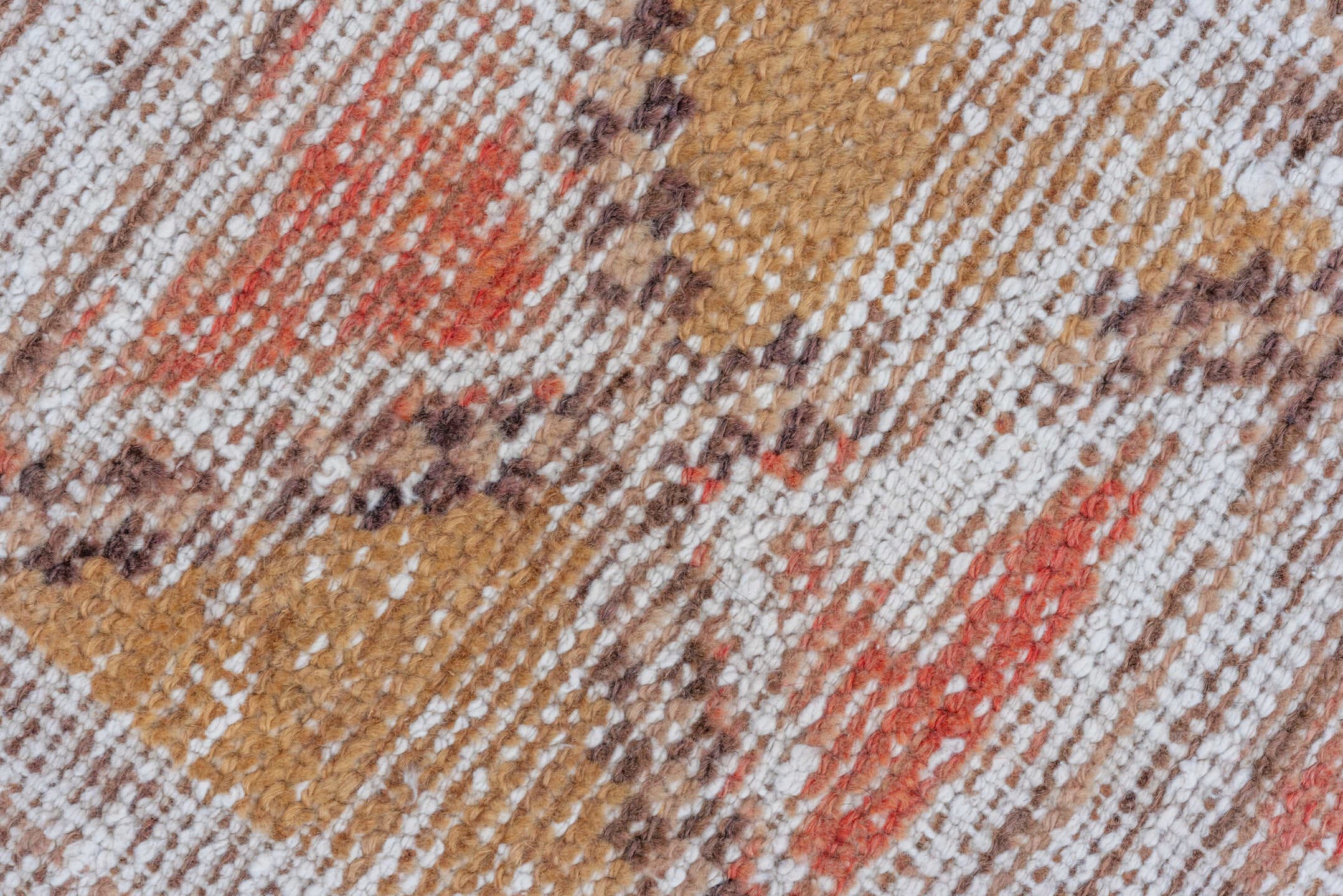 3' x 10' one-of-a-kind handmade vintage Oushak runner rug. Color palette: ivory, brown, rust, camel, terracotta, charcoal