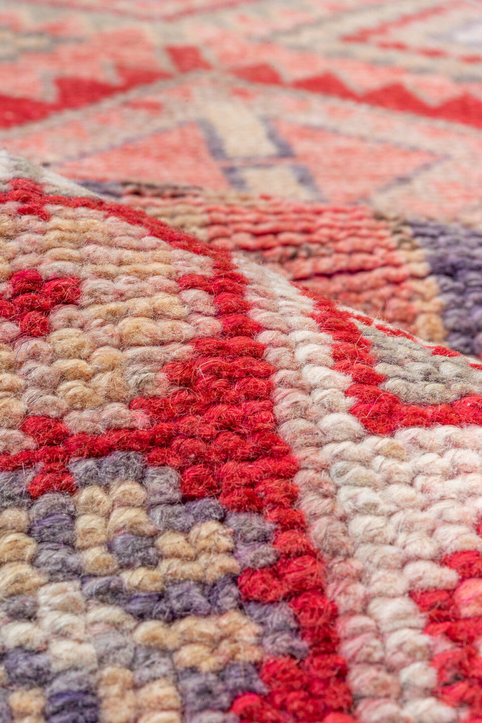 2' x 6' one-of-a-kind handmade vintage Oushak runner rug. Color palette: brown, gray, light gray, pink, red
