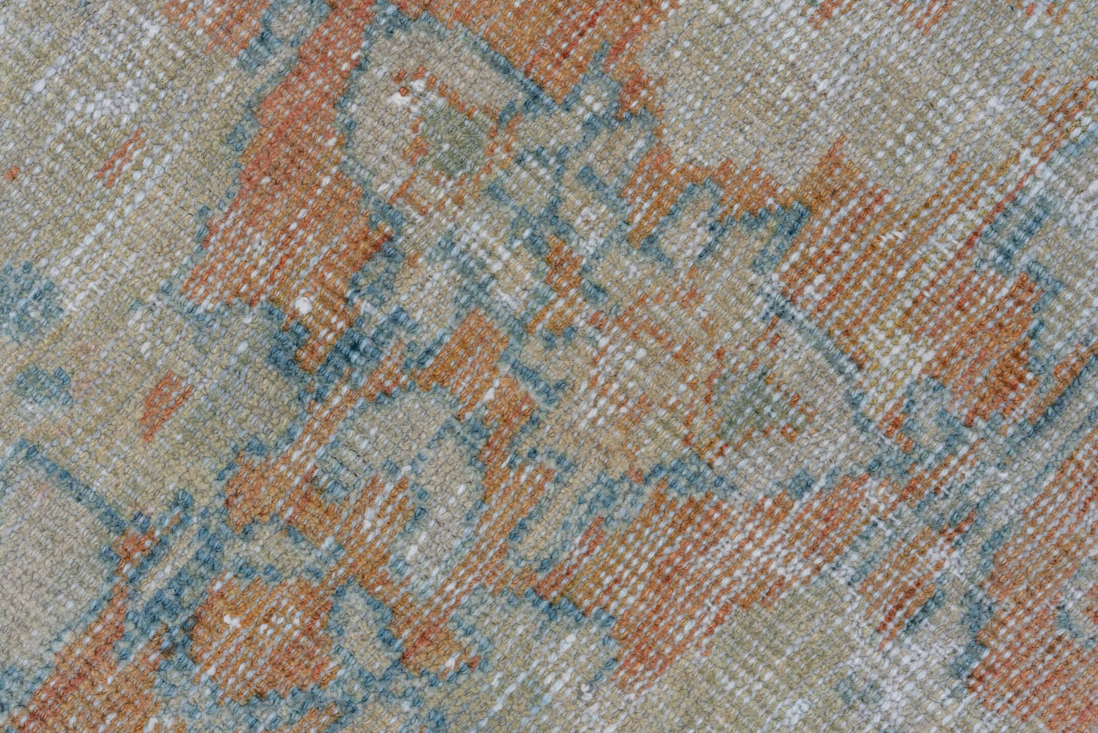 9' x 14' one-of-a-kind handmade vintage Mahal large size rug. Color palette: blue, gray, light blue, light gray, off-white